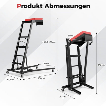 Foldable car lift with 114.5-168cm adjustable height & 3-speed angle automotive engine lift