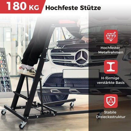 Foldable car lift with 114.5-168cm adjustable height & 3-speed angle automotive engine lift
