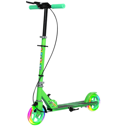 Faltbarer Kinderroller, höhenverstellbar, 2 Leuchträder, grün