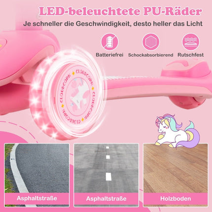 Trottinette pliable pour enfants avec roues LED en PU et frein arrière, trottinette réglable en hauteur, rose