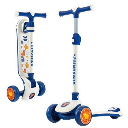 Faltbarer Kinderroller mit PU-LED-Rädern und Hinterradbremse, höhenverstellbarer Roller, weiß