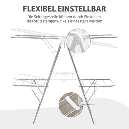Wäscheständer klappbar, 3-lagig, Edelstahl, 138 cm