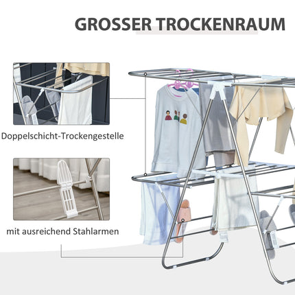 Wäscheständer klappbar, 3-lagig, Edelstahl, 138 cm