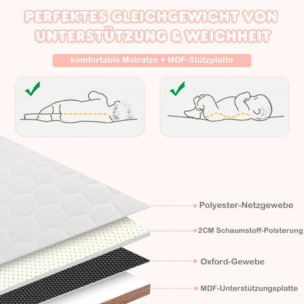 Foldable co-sleeping bed with 4 adjustable heights & retractable feet & carry bag