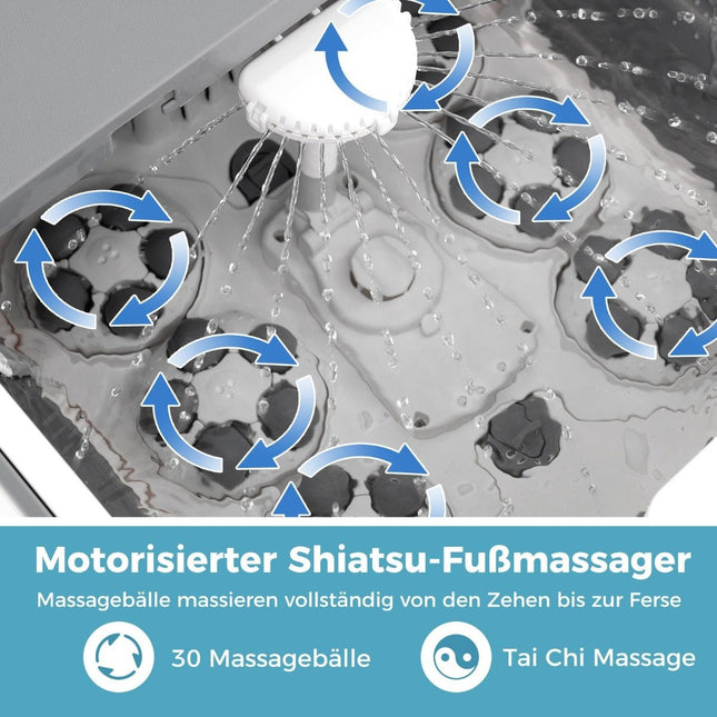 Faltbares Fußbad Fußbadewanne mit Dusche 60min Timer &amp; 30 Shiatsu Massagebälle Temperatur 35-48°C Heizung