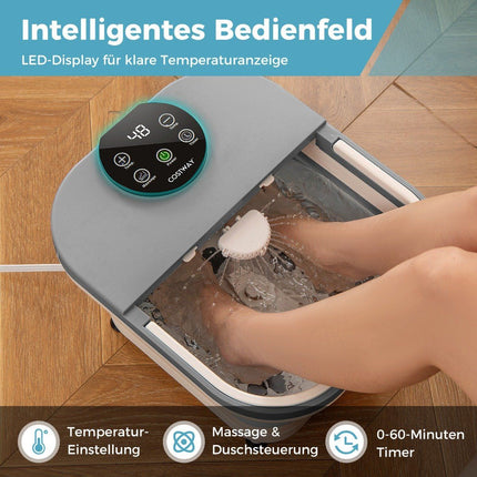 Faltbares Fußbad Fußbadewanne mit Dusche 60min Timer &amp; 30 Shiatsu Massagebälle Temperatur 35-48°C Heizung