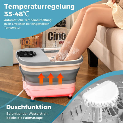 Faltbares Fußbad Fußbadewanne mit Dusche 60min Timer &amp; 30 Shiatsu Massagebälle Temperatur 35-48°C Heizung