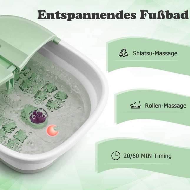 Opvouwbaar voetenbad met warmte voetbad met afstandsbediening massage 33,5 x 41 x 20,5 cm groen