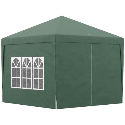 Foldable green gazebo 3x3m with 4 walls & UV protection