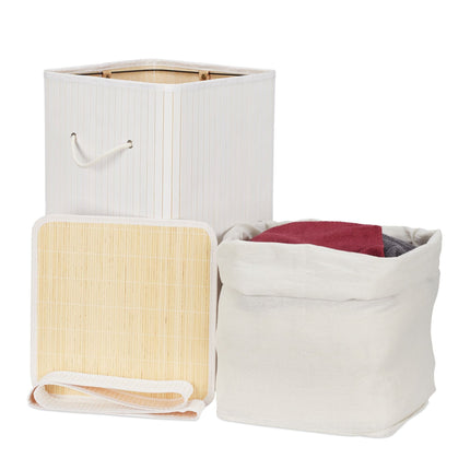 Foldable laundry basket bamboo