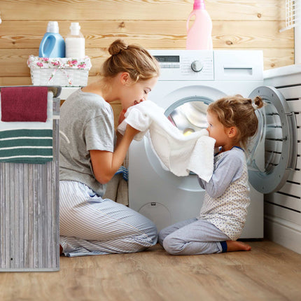 Foldable laundry basket bamboo