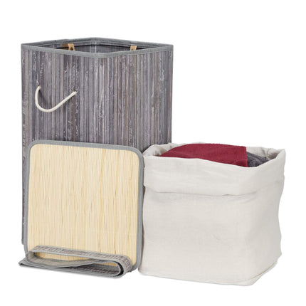 Foldable laundry basket bamboo