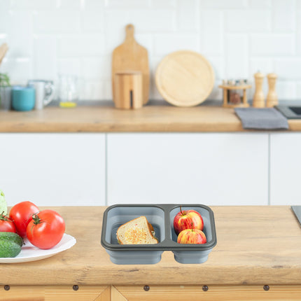 Foldable lunch box with 2 compartments