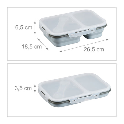 Foldable lunch box with 2 compartments