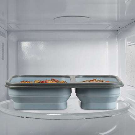 Foldable lunch box with 2 compartments