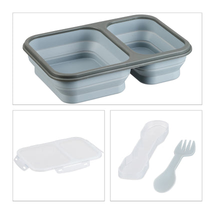 Foldable lunch box with 2 compartments
