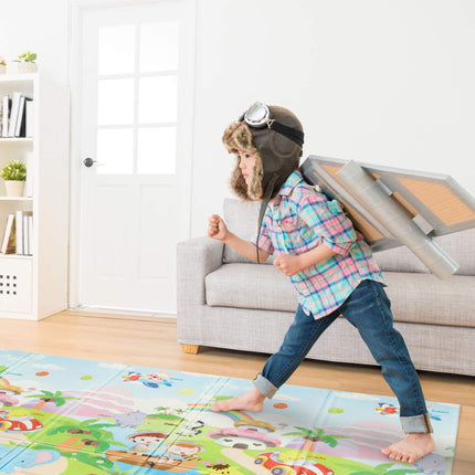 Foldable play mat safari motif