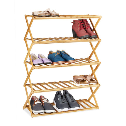 Foldable shoe shelf made of bamboo