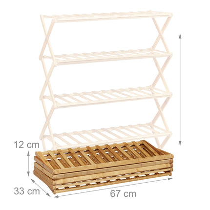 Foldable shoe shelf made of bamboo