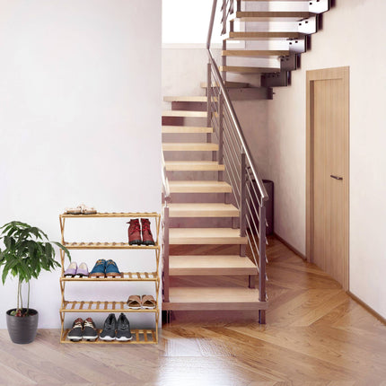 Foldable shoe shelf made of bamboo