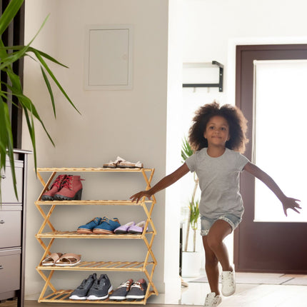 Foldable shoe shelf made of bamboo