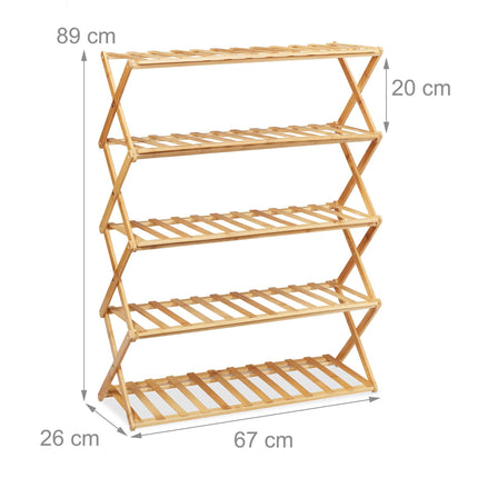 Foldable shoe shelf made of bamboo