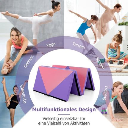 Faltbare Weichbodenmatte, tragbare Gymnastikmatte, Yogamatte, 240 x 117 x 5 cm, Lila