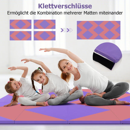 Faltbare Weichbodenmatte, tragbare Gymnastikmatte, Yogamatte, 240 x 117 x 5 cm, Lila