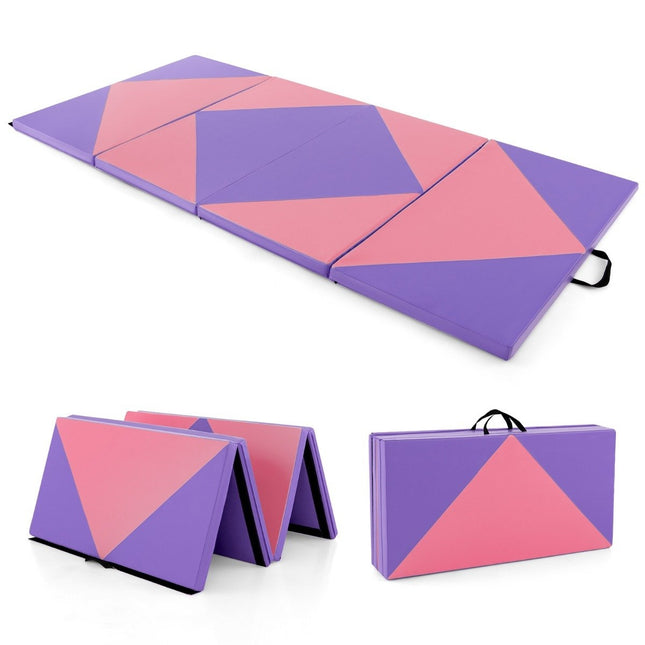 Faltbare Weichbodenmatte, tragbare Gymnastikmatte, Yogamatte, 240 x 117 x 5 cm, Lila