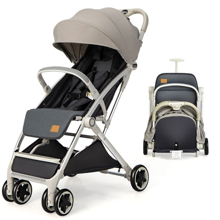 Faltbarer Kinderwagen Reisebuggy mit verstellbarer Rückenlehne &amp; Verdeck Kinderwagen mit Getränkehalter Grau