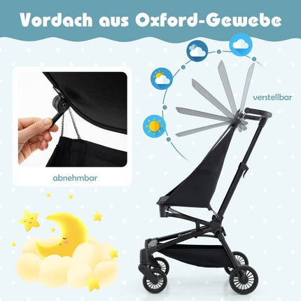 Faltbarer Kinderwagen mit verstellbarem und abnehmbarem Verdeck Reisebuggy