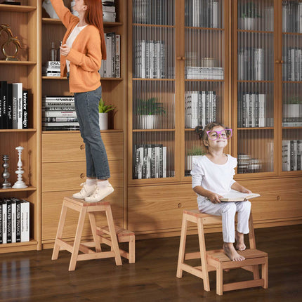 Klappbarer 2-Stufen-Hocker, Blumenständer aus Tannenholz, 150 kg