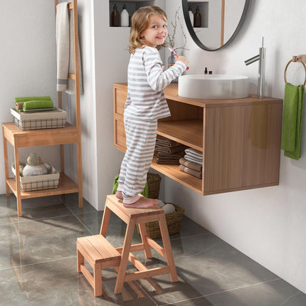 Klappbarer 2-Stufen-Hocker, Blumenständer aus Tannenholz, 150 kg