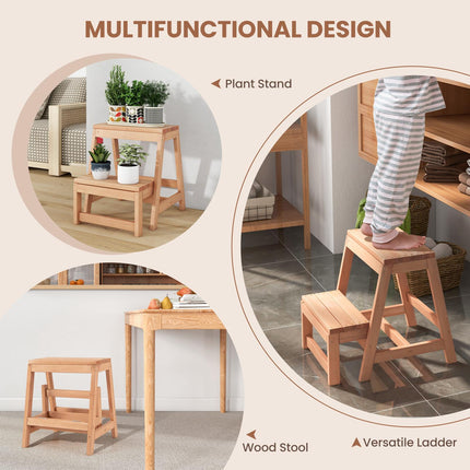 Klappbarer 2-Stufen-Hocker, Blumenständer aus Tannenholz, 150 kg