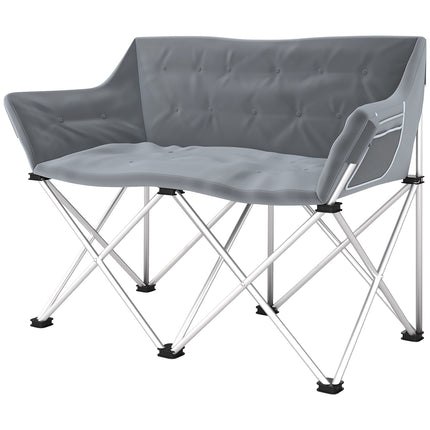 Chaise pliante 2 places chaise de camping pliable avec accoudoirs poche latérale chaise pliante d'extérieur capacité de charge jusqu'à 240 kg chaise de pêche légèrement rembourrée chaise de jardin pour jardin camping plage Aosom