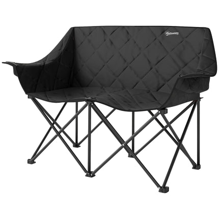 Klapstoel, opvouwbare 2-zits campingstoel met koeltassen, draagtas, outdoor klapstoel, draagvermogen tot 250 kg, robuust, licht gevoerd, visstoel, tuinstoel voor tuin, camping, strand