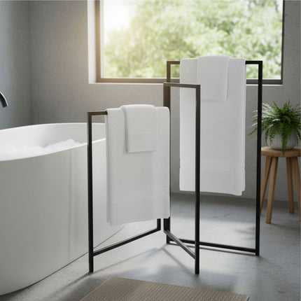 Folding 3-Arm Iron Towel Rack – Space-Saving, Freestanding