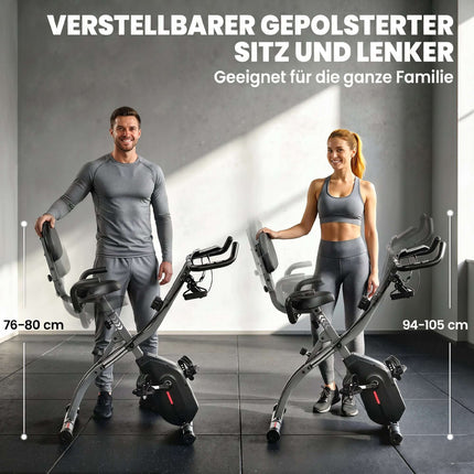 Klappbares 3-in-1-Heimtrainer, Bluetooth-LCD, Herzfrequenz, leise