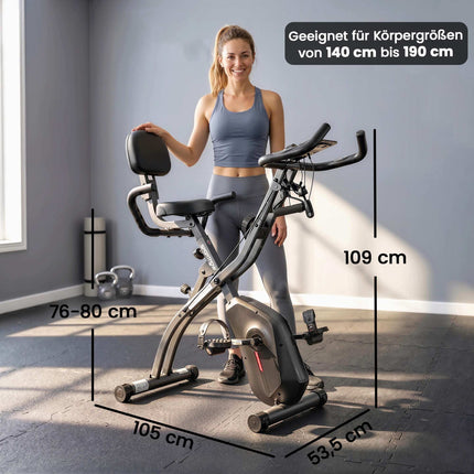 Klappbares 3-in-1-Heimtrainer, Bluetooth-LCD, Herzfrequenz, leise