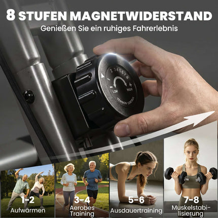 Klappbares 3-in-1-Heimtrainer, Bluetooth-LCD, Herzfrequenz, leise