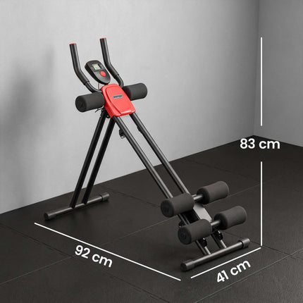 Folding Ab Trainer with LCD Display, Steel, Red, 120 kg Capacity