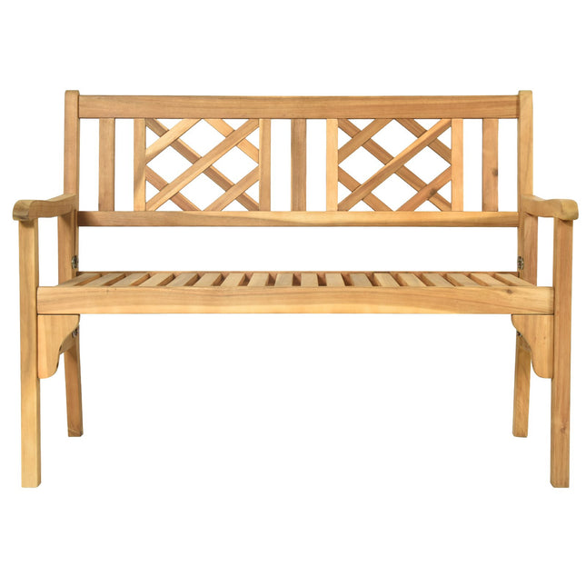 Klappbare Akazienholz-Gartenbank, 2-Sitzer, Naturfarben