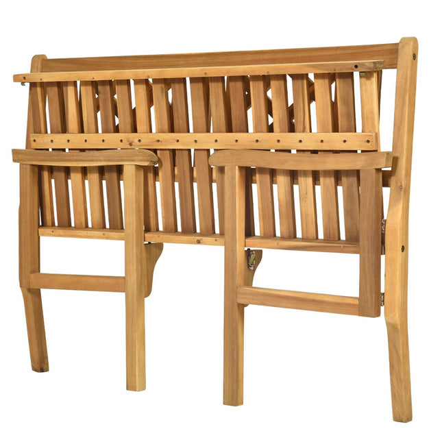 Klappbare Akazienholz-Gartenbank, 2-Sitzer, Naturfarben