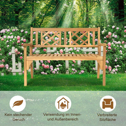 Klappbare Akazienholz-Gartenbank, 2-Sitzer, Naturfarben