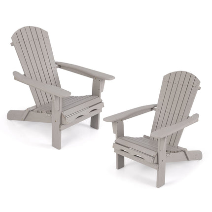 Klappbares Adirondack-Stuhl-Set, Holz, 180 kg Tragkraft, Grau