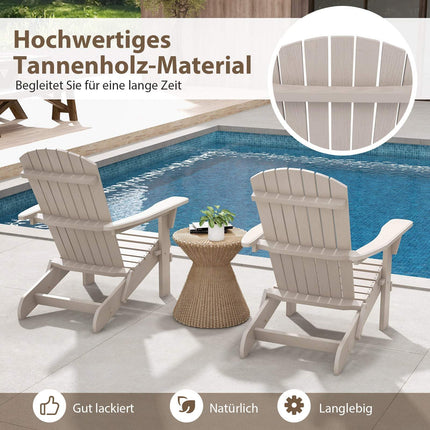 Klappbares Adirondack-Stuhl-Set, Holz, 180 kg Tragkraft, Grau