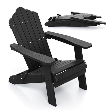 Folding Adirondack Chair, Weatherproof Black HIPS