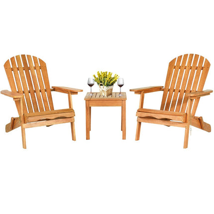 Klappbares Adirondack-Stuhlset mit Tisch, Eukalyptusholz