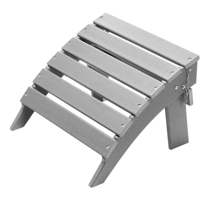Folding Adirondack Ottoman, HDPE, Gray, 16.9 x 18.9 in