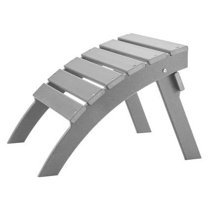 Folding Adirondack Ottoman, HDPE Plastic, Gray
